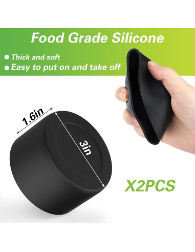 Manga de Silicona AIERSA para Botellas Stanley 2 Pcs Negro