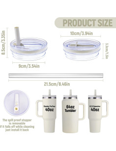 Tapa de Popote THOVY para Vaso Stanley 40 oz - A Prueba de Fugas - Paquete de 2 2