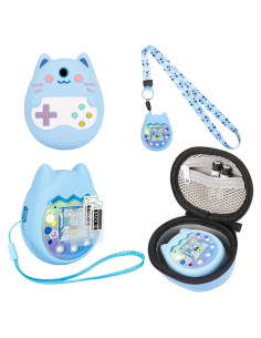 Funda de silicona y transporte Meetikar para Tamagotchi Pix Azul