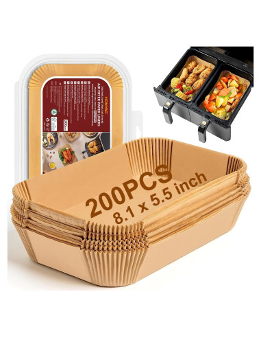 Forros de Papel para Freidora de Aire HONYAO 200 Pcs 20.6x14 cm