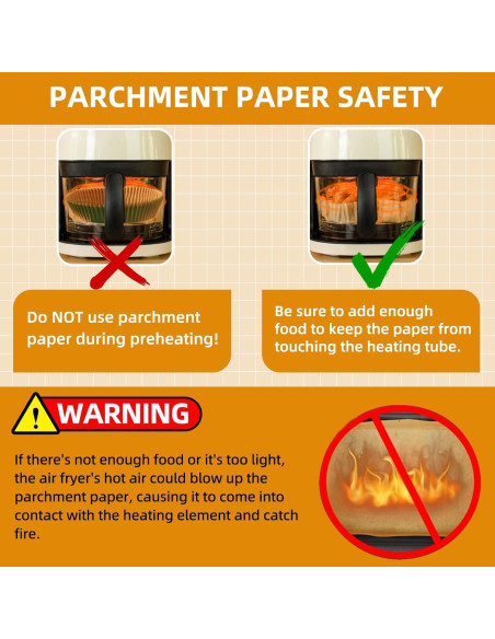 Forros de Papel para Freidora de Aire HONYAO 200 Pcs 20.6x14 cm