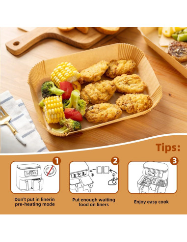 Forros de Papel para Freidora de Aire HONYAO 200 Pcs 20.6x14 cm