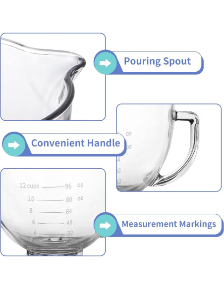 Tazón de Mezcla de Vidrio MOLIGOU 5 Litros Compatible Kitchenaid Tazón de Mezcla de Vidrio MOLIGOU 5 Litros Compatible Kitchenaid