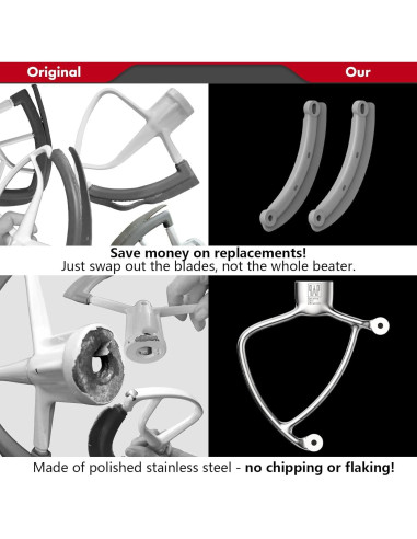 Batidor Flexible Pro FEB3 para KitchenAid 3.5QT - Acero Inoxidable