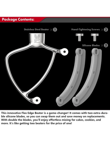 Batidor Flexible Pro FEB3 para KitchenAid 3.5QT - Acero Inoxidable