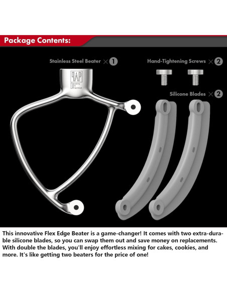 Batidor Flexible Pro FEB3 para KitchenAid 3.5QT - Acero Inoxidable