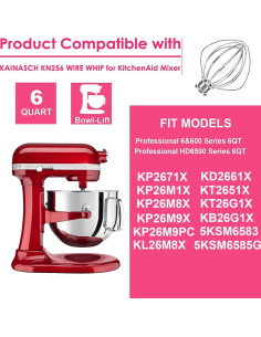 Batidor de acero inoxidable KitchenAid KN256WW 6 cuartos 2