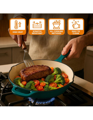 Sartén de Hierro Fundido Bruntmor 25.4 cm Antiadherente Verde