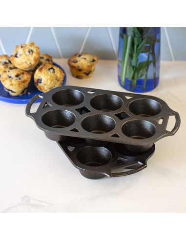 Juego de 2 Moldes para Muffins Lodge de Hierro Fundido