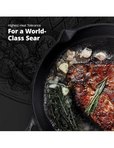 Sartén de Hierro Fundido 10" Greater Goods Pre-Sazonada