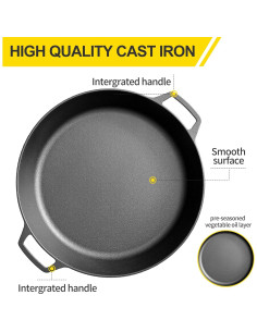 Sartén de Hierro Fundido Pre-Sazonada 43.2 cm EDGING CASTING 2