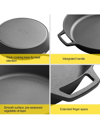 Sartén de Hierro Fundido Pre-Sazonada 43.2 cm EDGING CASTING