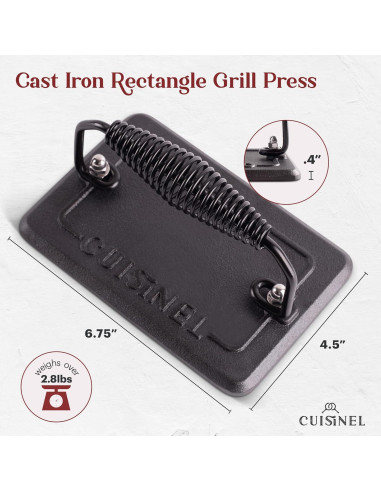 Sartén de Hierro Fundido Cuisinel 10.5" + Tapa + Prensa