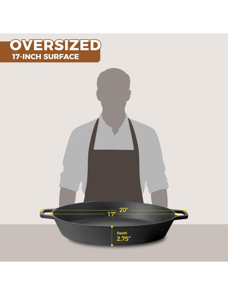 Sartén de Hierro Fundido Pre-Sazonada 43.2 cm EDGING CASTING