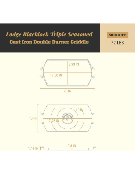 Sartén Doble de Hierro Fundido Lodge Blacklock 25.4x50.8 cm