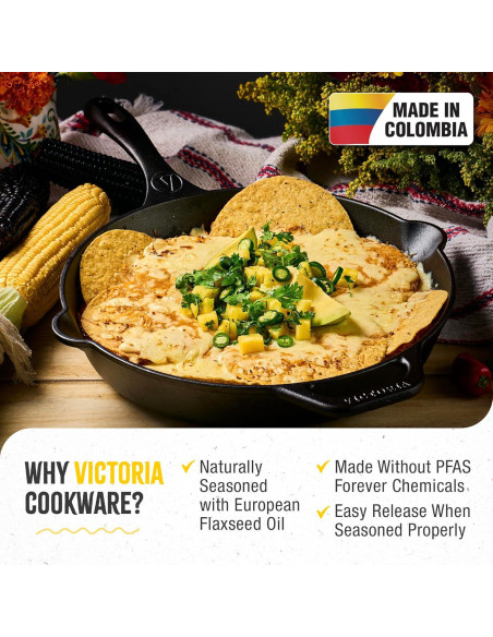 Sartén de Hierro Fundido Victoria 30.48 cm Sazonada Día de Muertos