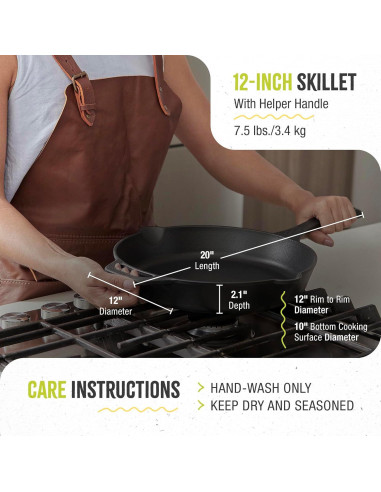 Sartén de Hierro Fundido Victoria 30.48 cm Sazonada Día de Muertos