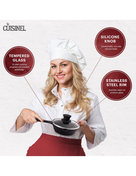 Tapa de Vidrio Cuisinel 15.24 cm A Prueba de Horno con Perilla Negra Tapa de Vidrio Cuisinel 15.24 cm A Prueba de Horno con Perilla Negra