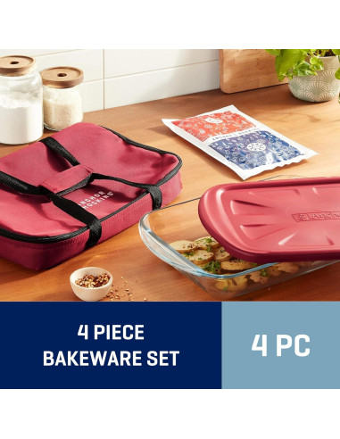 Juego de Platos de Hornear de Vidrio Anchor Hocking 4 Piezas