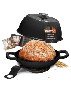 Horno Holandés Krustic 6 Qt Hierro Fundido Enameled Negro