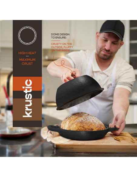 Horno Holandés Krustic 6 Qt Hierro Fundido Enameled Negro