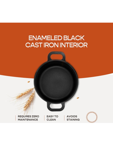 Horno Holandés Krustic 6 Qt Hierro Fundido Enameled Negro