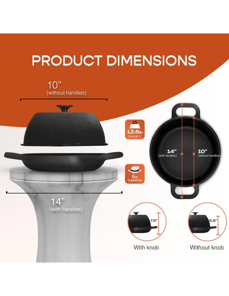 Horno Holandés Krustic 6 Qt Hierro Fundido Enameled Negro