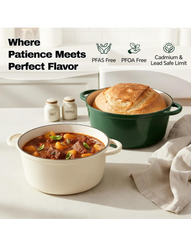 Olla de Hierro Fundido Fijinhom 6 Cuartos Verde Antiadherente