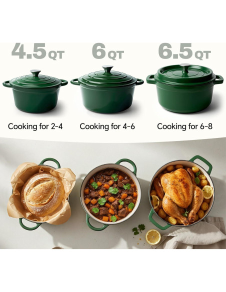 Olla de Hierro Fundido Fijinhom 6 Cuartos Verde Antiadherente