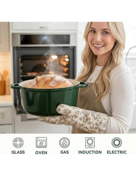 Olla de Hierro Fundido Fijinhom 6 Cuartos Verde Antiadherente
