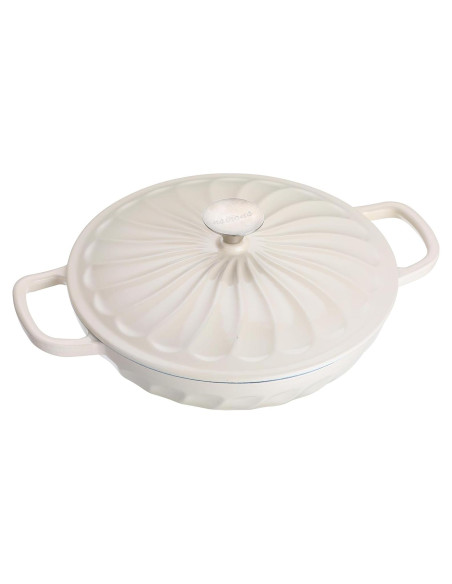 Braiser de Hierro Fundido Enameled NSIRONS 3.8 QT Blanco