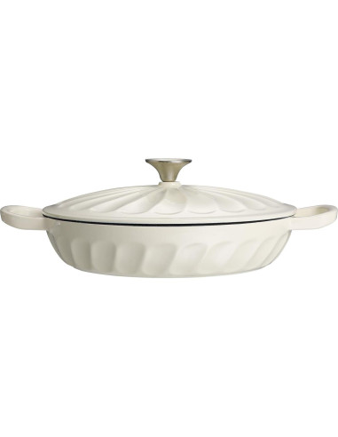 Braiser de Hierro Fundido Enameled NSIRONS 3.8 QT Blanco