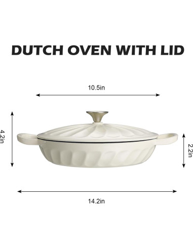 Braiser de Hierro Fundido Enameled NSIRONS 3.8 QT Blanco