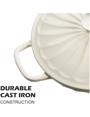 Braiser de Hierro Fundido Enameled NSIRONS 3.8 QT Blanco