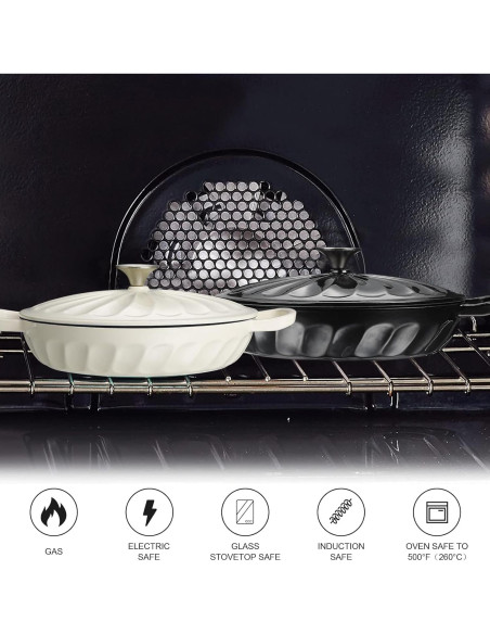 Braiser de Hierro Fundido Enameled NSIRONS 3.8 QT Blanco