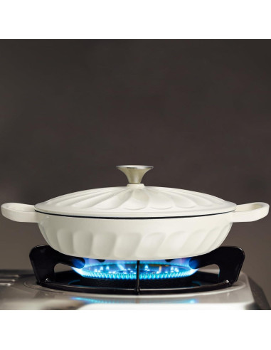 Braiser de Hierro Fundido Enameled NSIRONS 3.8 QT Blanco