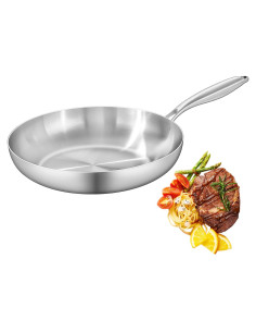 Sartén de Acero Inoxidable GIUOIDUO 30 cm Apta para Horno y Lavavajillas