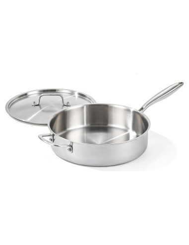 Sartén Jumbo DELARLO 7QT Acero Inoxidable 12 Pulgadas con Tapa