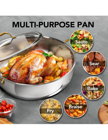 Sartén de Acero Inoxidable MICHELANGELO 30.48 cm 6L con Tapa