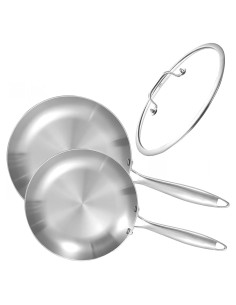 Juego de Sartenes de Acero Inoxidable LOLYKITCH 8-10 Pulgadas