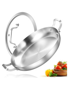 Sartén de Acero Inoxidable Inqibee 35 cm con Tapa Vidrio