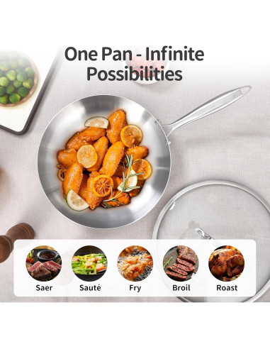 Juego de Sartenes de Acero Inoxidable LOLYKITCH 8-10 Pulgadas