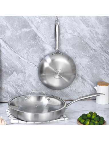 Juego de Sartenes de Acero Inoxidable LOLYKITCH 8-10 Pulgadas