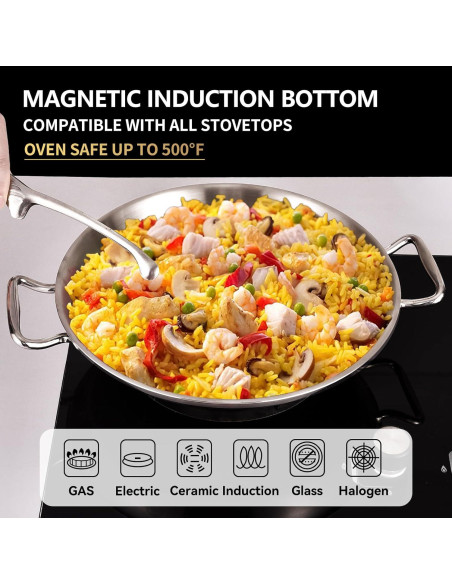 Sartén de Acero Inoxidable 33 cm LOLYKITCH, Apta para Horno y Lavavajillas