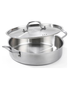 Sartén Profunda Yeksum de Acero Inoxidable 7QT con Tapa