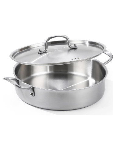Sartén Profunda Yeksum de Acero Inoxidable 7QT con Tapa