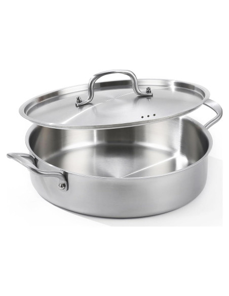 Sartén Profunda Yeksum de Acero Inoxidable 7QT con Tapa