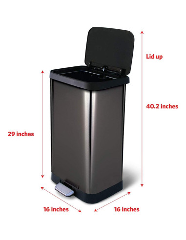 Bote de Basura Glad 75.5L Acero Inoxidable con Pedal y Clorox