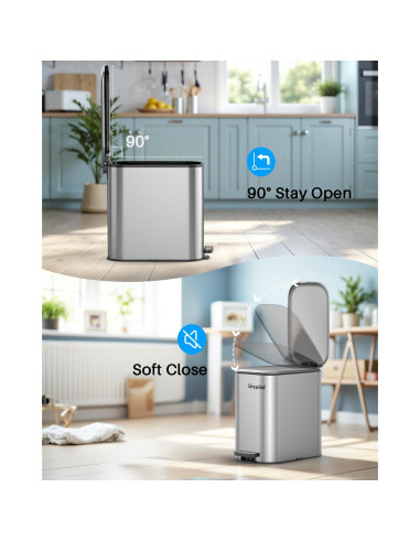 Basurero de Pedal Lovewind 20L Acero Inoxidable Plata