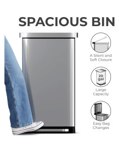 Bote de Basura EconoHome 50L Acero Inoxidable con Pedal 2